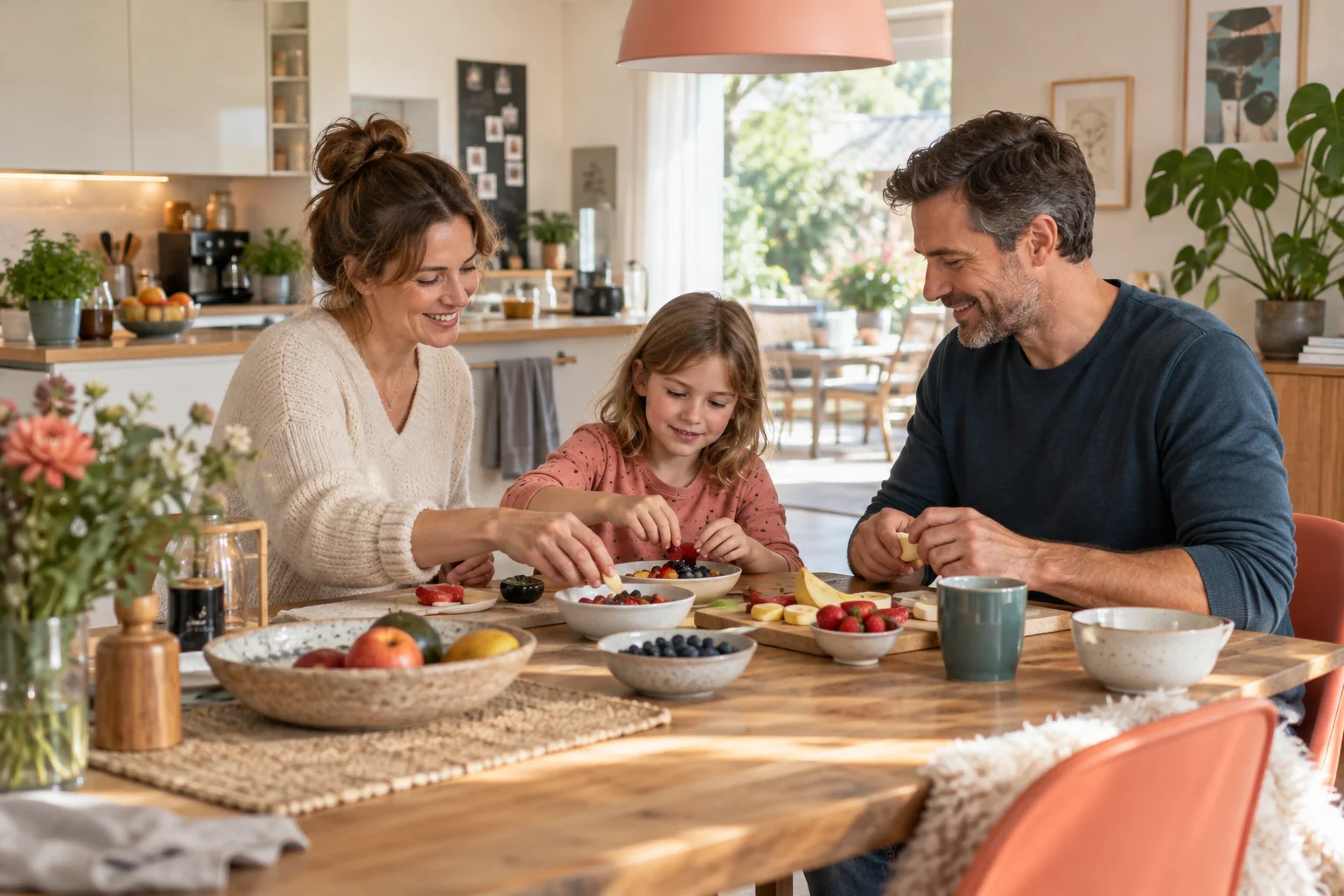 Familie bereitet gemeinsam eine Mahlzeit zu – Symbolbild